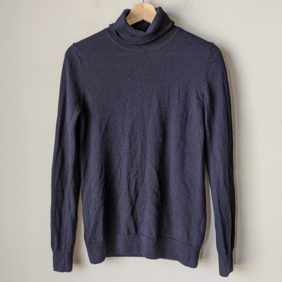 Muji Large Navy Blue Turtleneck Sweater - Picture 1 of 8